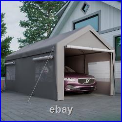 10x20 FT Carport Canopy Heavy Duty Garage with Sidewalls and Roll-up Windows