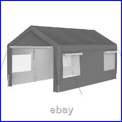 10x20 FT Carport Canopy Heavy Duty Garage with Sidewalls and Roll-up Windows