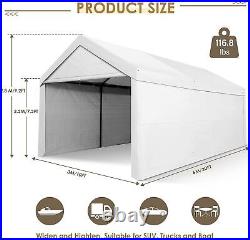 10x20 FT Heavy Duty Carport Canopy Car Shelter Garage Storage Outdoor Shed+Doors