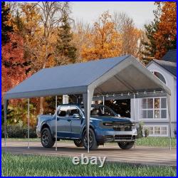 10x20 FT Heavy Duty Outdoor Carport, Waterproof PVC Canopy, Steel Frame Shelter