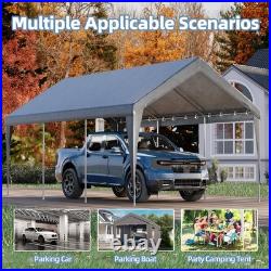 10x20 FT Heavy Duty Outdoor Carport, Waterproof PVC Canopy, Steel Frame Shelter