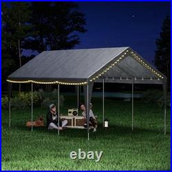 10x20 FT Heavy Duty Outdoor Carport, Waterproof PVC Canopy, Steel Frame Shelter