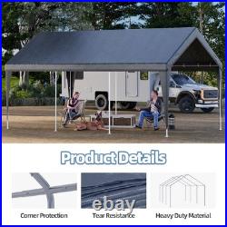 10x20 FT Heavy Duty Outdoor Carport, Waterproof PVC Canopy, Steel Frame Shelter