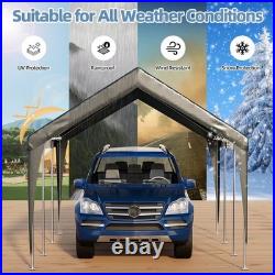 10x20 FT Heavy Duty Outdoor Carport, Waterproof PVC Canopy, Steel Frame Shelter
