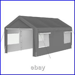 10x20 Heavy Duty Carport Tent with Ventilated Windows Removable Sidewalls Gray