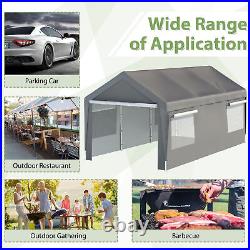 10x20 Heavy Duty Carport Tent with Ventilated Windows Removable Sidewalls Gray