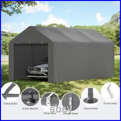 10x20 Heavy Duty Portable Carport Garage Canopy Tent w Sidewalls Gray