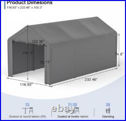 10x20 Heavy Duty Portable Carport Garage Canopy Tent w Sidewalls Gray