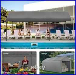 10x20 Heavy Duty Portable Carport Garage Canopy Tent w Sidewalls Gray