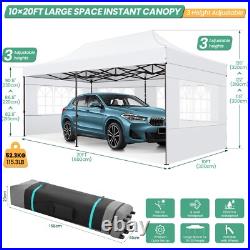 10x20 Pop Up Canopy Tent Commercial Heavy Duty Backyard Gazebo with 6 Sidewalls