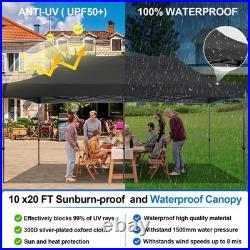 10x20 Pop Up Canopy Tent Commercial Heavy Duty Waterproof Gazebo Thickened Frame