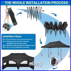 10x20 Pop Up Canopy Tent Commercial Heavy Duty Waterproof Gazebo Thickened Frame