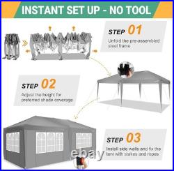 10x20 Pop Up Canopy Tent Portable Outdoor Shelter with Sidewalls, Waterproof