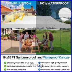 10x20 Pop Up Canopy Tent Waterproof UPF 50+ Heavy Duty Gazebo with 6 Sidewalls