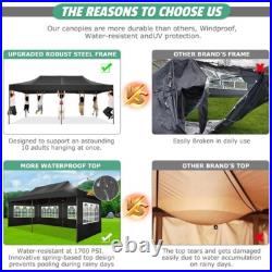 10x20 Pop Up Canopy Tent Waterproof UPF 50+ Heavy Duty Gazebo with 6 Sidewalls