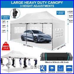 10x20 Pop Up Canopy Tent Waterproof UPF 50+ Heavy Duty Gazebo with 6 Sidewalls