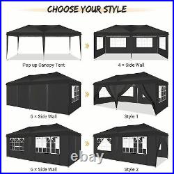 10x20 Pop Up Canopy Tent for Outdoor Patio Instant Shade Gazebo with 6 Sidewalls