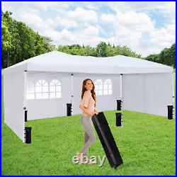 10x20 Pop Up Canopy Tent with Sidewalls Easy Up Tent with 6 Sandbags Wheeled Bag