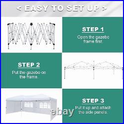 10x20 Pop Up Canopy Tent with Sidewalls Easy Up Tent with 6 Sandbags Wheeled Bag