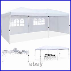 10x20 Pop Up Canopy Tent with Sidewalls Easy Up Tent with 6 Sandbags Wheeled Bag