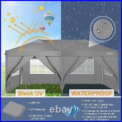 10x20 Pop Up Canopy Tent with6 Sidewalls Waterproof Outdoor Garden Shelter Gazebo
