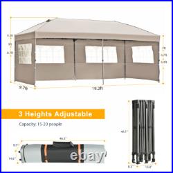 10x20 Pop Up Canopy with Sidewalls, Heavy Duty Wedding Party Tent w Wheeled Bag