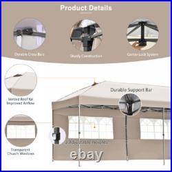 10x20 Pop Up Canopy with Sidewalls, Heavy Duty Wedding Party Tent w Wheeled Bag