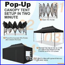 10x20 Pop up Canopy Heavy Duty Commercial Party Tent with 6 Removable Sidewalls