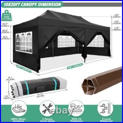 10x20 Pop up Canopy Tent Commercial Heavy Duty Gazebo Thickened Frame Adjustable