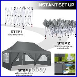 10x20 Pop up Canopy Tent Outdoor Waterproof Garden Party Gazebo with 4 Sandbags
