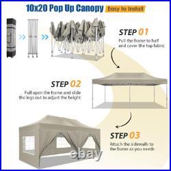 10x20 Pop up Canopy Tent for Parties, Heavy Duty Easy Setup Tent with 6 Sidew