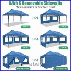 10x20 Pop up Canopy with 6 Walls Commercial Heavy Duty Gazebo UPF50+ Beach Tent