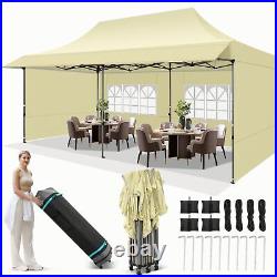 10x20 Pop up Canopy with Awning Heavy Duty Party Gazebo Commercial Outdoor Tent