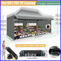 10x20 Pop up Canopy with Awning Heavy Duty Party Gazebo Commercial Outdoor Tent