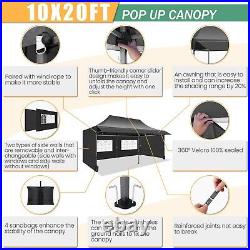 10x20 Pop up Canopy with Awning Heavy Duty Party Gazebo Commercial Outdoor Tent