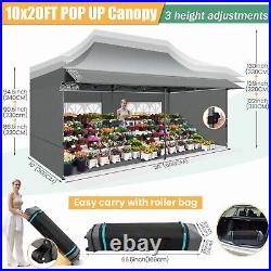 10x20 Pop up Canopy with Awning Heavy Duty Party Gazebo Commercial Outdoor Tent/