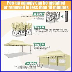 10x20 Pop up Canopy with Awning Heavy Duty Party Gazebo Commercial Outdoor Tent