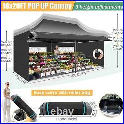 10x20 Pop up Canopy with Awning Heavy Duty Party Gazebo Commercial Outdoor Tent