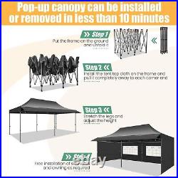 10x20 Pop up Canopy with Awning Heavy Duty Party Gazebo Commercial Outdoor Tent