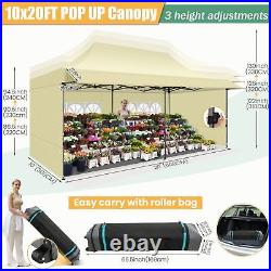 10x20 Pop up Canopy with Awning Heavy Duty Party Gazebo Commercial Outdoor Tent