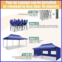 10x20 Pop up Canopy with Awning Heavy Duty Party Gazebo Commercial Outdoor Tent