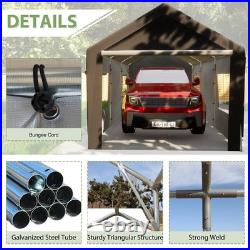 10x20 Steel Canopy Tent Garage Carport with Removable Sidewall & Doors Gray