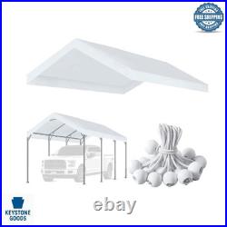 10x20 Waterproof White Carport Cover with Bungees