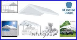 10x20 Waterproof White Carport Cover with Bungees