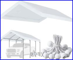 10x20 Waterproof White Carport Cover with Bungees