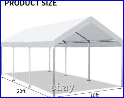 10x20 Waterproof White Carport Cover with Bungees