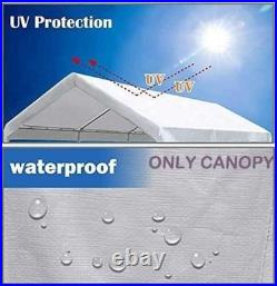 10x20 Waterproof White Carport Cover with Bungees