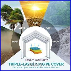 10x20 Waterproof White Carport Cover with Bungees