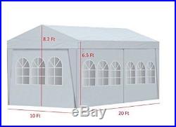10x20 White Heavy Duty Portable Garage Carport Car Shelter Outdoor Canopy Tent