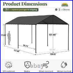 10x20 ft Heavy Duty Carport Potable Canopy Garage Party Tent with All-Season Tarp
